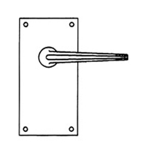Union Teal Door Furniture On 76mm Plate Lock AS