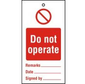 Lockout tags 200x100mm Do not operate (10)