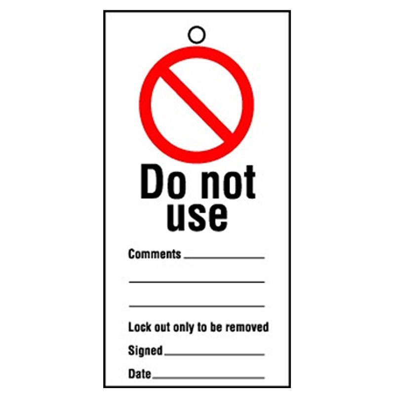 Lockout Tag Do Not Use 100mm