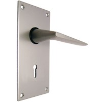Union Teal Door Furniture On 76mm Plate Lock AS